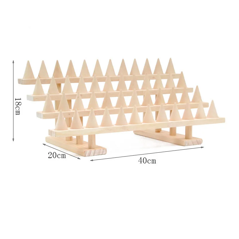 12/24/36/48 Bit Solid Wood Jewelry Rings Display Stand Cone Organizer Holder Display Jewelry Rack Home Accessories Shelf