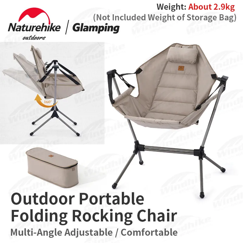 

Naturehike KR YL11 Soft Leisure Deck Chair Adjustable Angle Portable Foldable Camp Travel Rocking Chair With Pillow