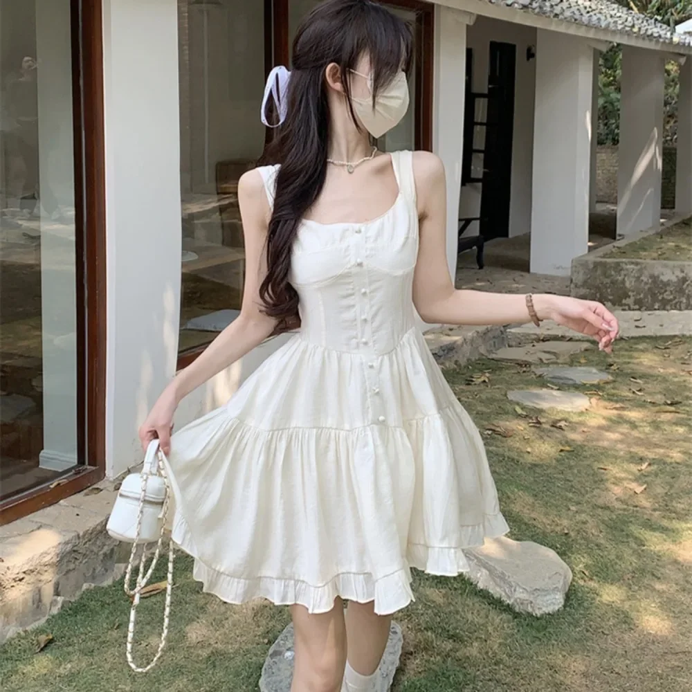 Платья женские тонкие с грибком универсальные однотонные трапециевидные без