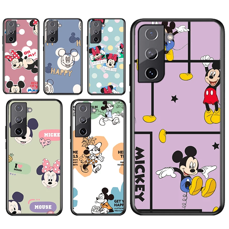 

Mickey Mouse Disney Boy Black Phone Case For Samsung Galaxy S22 S21 S20 Ultra Plus Pro S10 S9 S8 S7 5G Soft Silicone Coque Cover