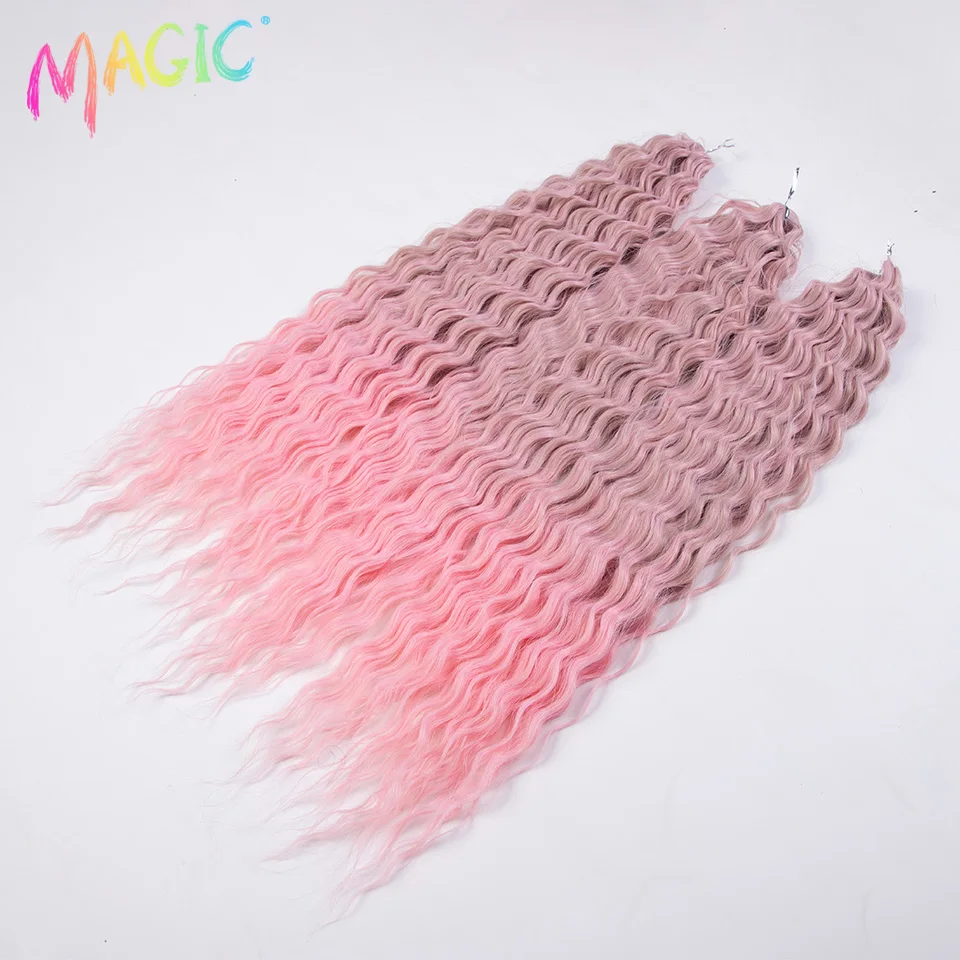 Magic Synthetic Hair Water Wave 24Inch Braid Hair Twist Crochet Hair Ombre Blonde Pink Deep Wave Braiding Hair Extension Cosplay