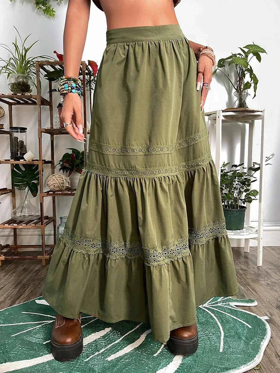 

Fairycore гранж винтажная юбка миди y2k эстетичная кружевная Лоскутная длинная юбка женская трапециевидная Женская юбка