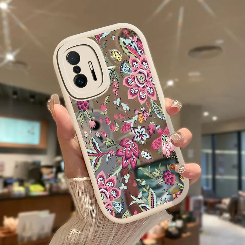 Mirror Case For Xiaomi Mi 11 Lite 5G NE 10 9 8 12 12X 12S Pro 10T 11T Soft Silicone Shockproof Flower Cover