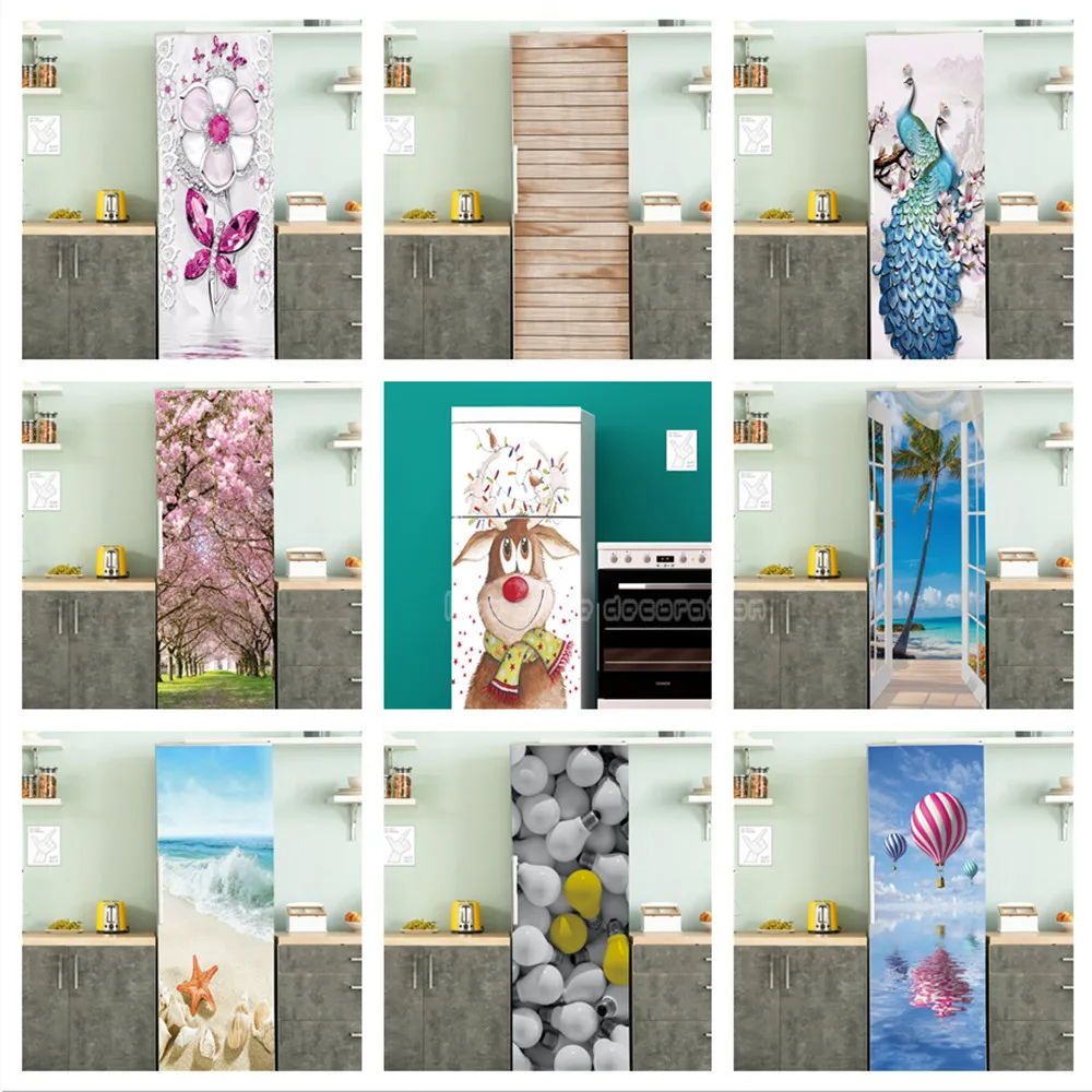 

Наклейка на дверь холодильника, наклейка для обновления ванной комнаты, стеклянная Водонепроницаемая самоклеящаяся наклейка на стену шкаф...