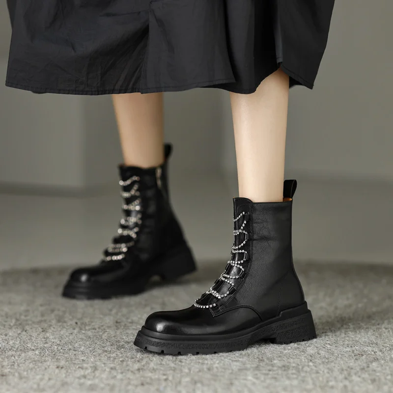 Женские кожаные ботильоны SmallHut осень-зима черные винно-красные бежевые короткие