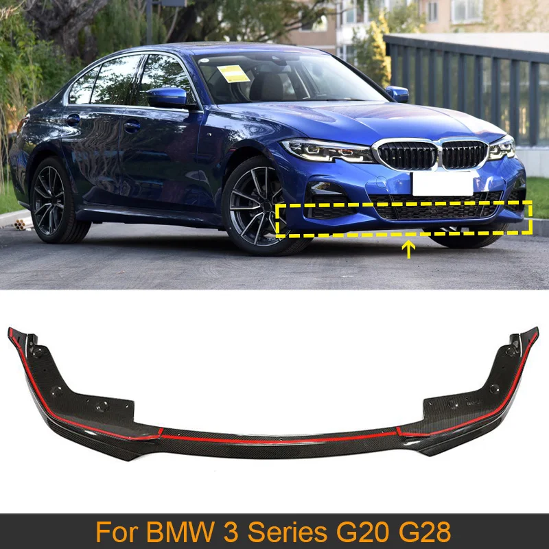 

Спойлер для переднего бампера из углеродного волокна для BMW 3 серии G20 G28 M Sport 2019 2020, автомобильный передний бампер, разветвители для губ, спой...