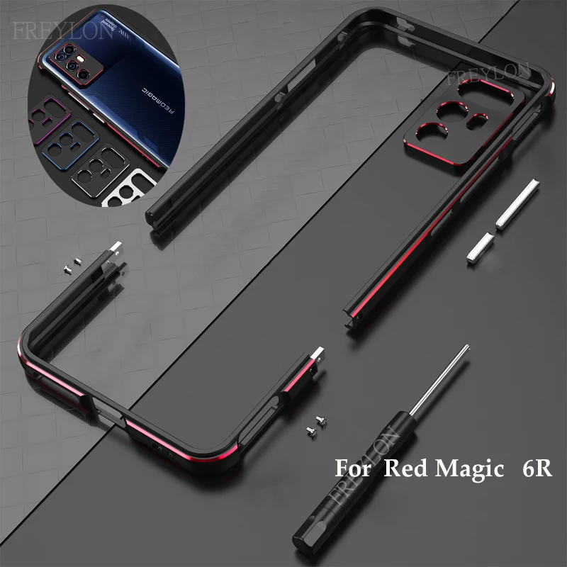 

Hot Dual Color Aluminum Metal Bumper Case for Nubia Red Magic 6R Slim Border Cover CASE Lens Carmera+Frame Protector