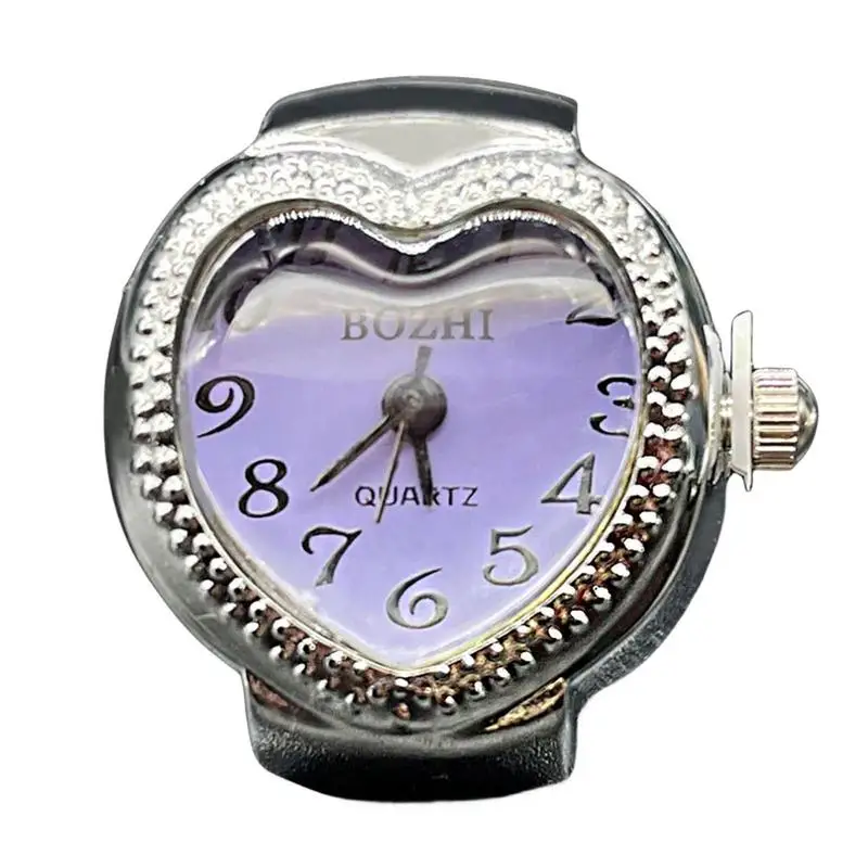 

Vintage Ring Watch Unique Heart Shape Stretchy Band Elastic Quartz Ring Watches Stretchy Band Elastic Quartz Analog Finger Ring