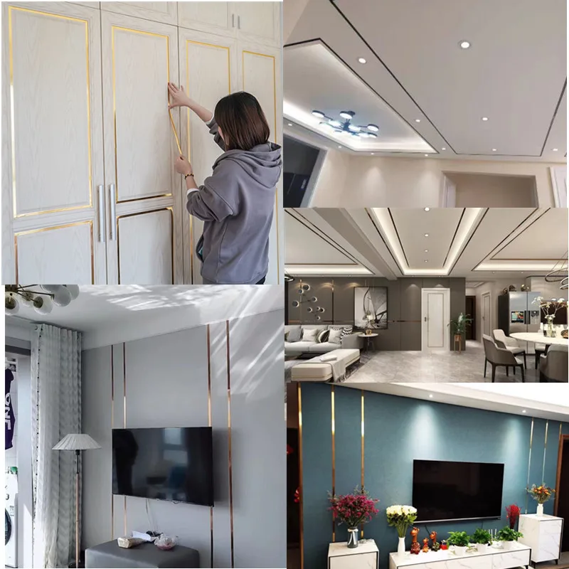 1 рулон самоклеящиеся зеркальные декоративные полосы из нержавеющей стали |