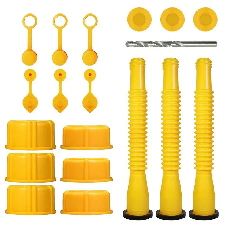 

Air Can Spout Kit 19PCS Bendable Part Can Nozzles Leakproof Yellow Replacement Tank Nozzles With Sealing Ring Rubber Gasket For