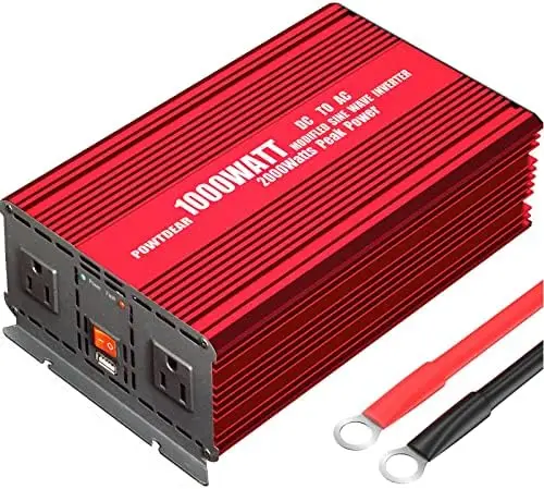 

Inverter 2000 Watt, Power Converter 2000W DC 12V to 110V AC Car Inverter with 2.4A USB Ports 3 AC Outlets