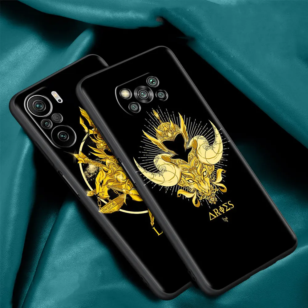 black case for xiaomi mi poco x3 nfc m3 f3 10t pro celular soft casing 11t 9t note 10lite f1 a2 phone cover animes saint seiya free global shipping