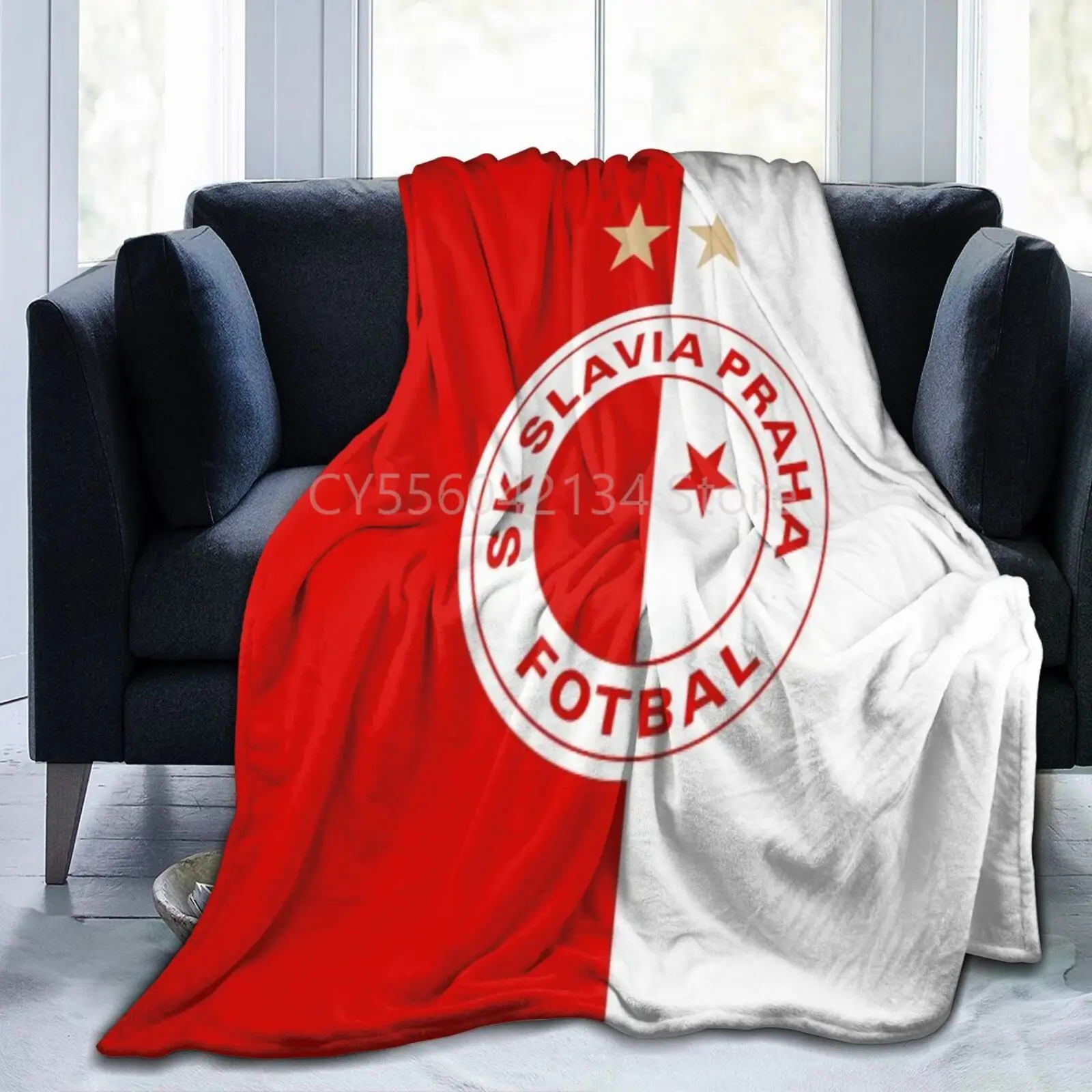 

Slavia Praha Super Soft Flannel Bed Blanket Perfect Home Decor for Couch Chair Sofa Living Room