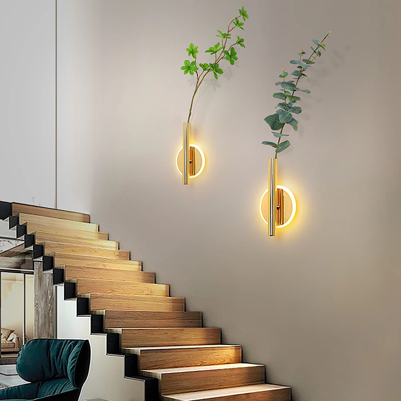 Настенный светильник с золотой трубкой светодиодное бра сделай сам для спальни