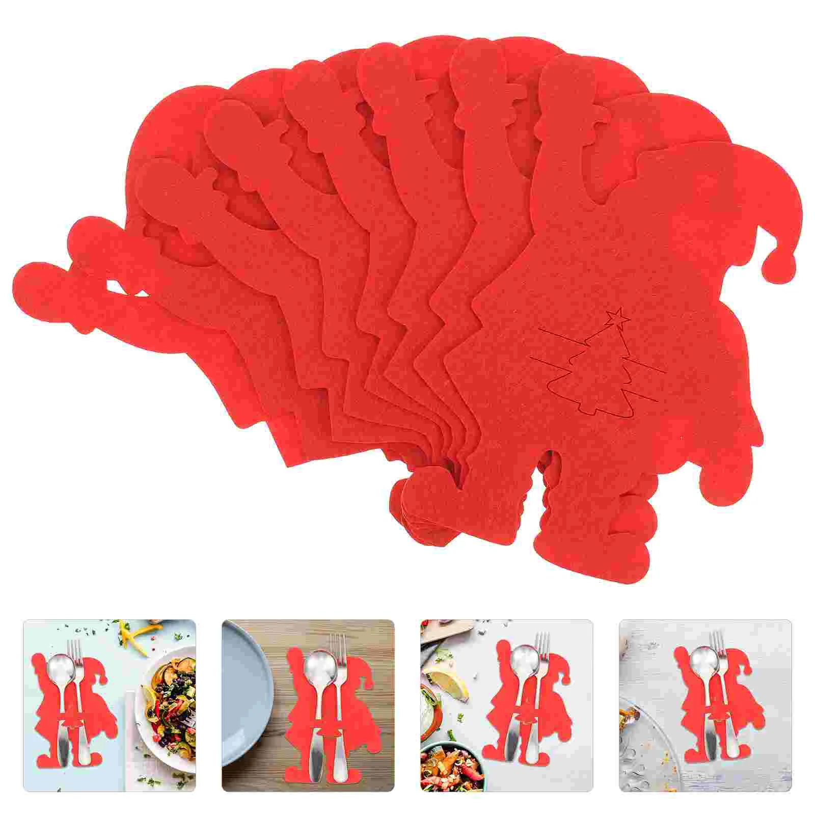 

Cutlery Tableware Christmas Bags Bag Cover Claus Santa Xmas Fork Silverware Holderknife Storagepocket Shaped Felt Utensil Forks