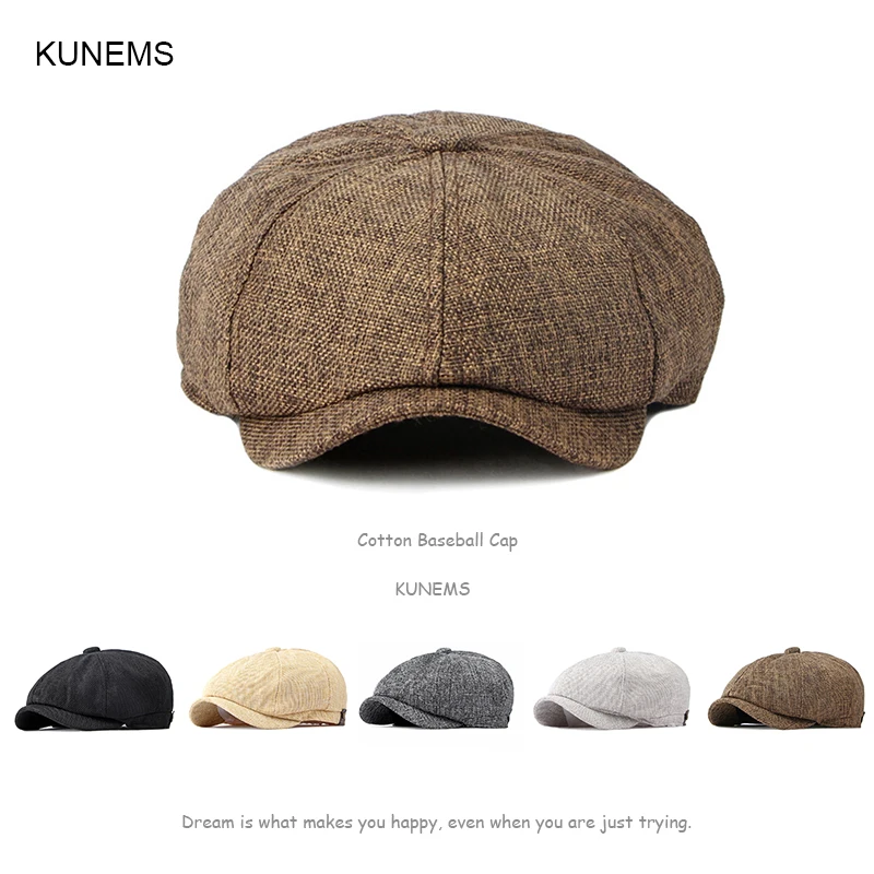 

KUNEMS Fashion Berets Mens Hat Retro Octagonal Caps Boina Casual Newsboy Hat for Men Plaid Painter Cap Summer Breathable Beret