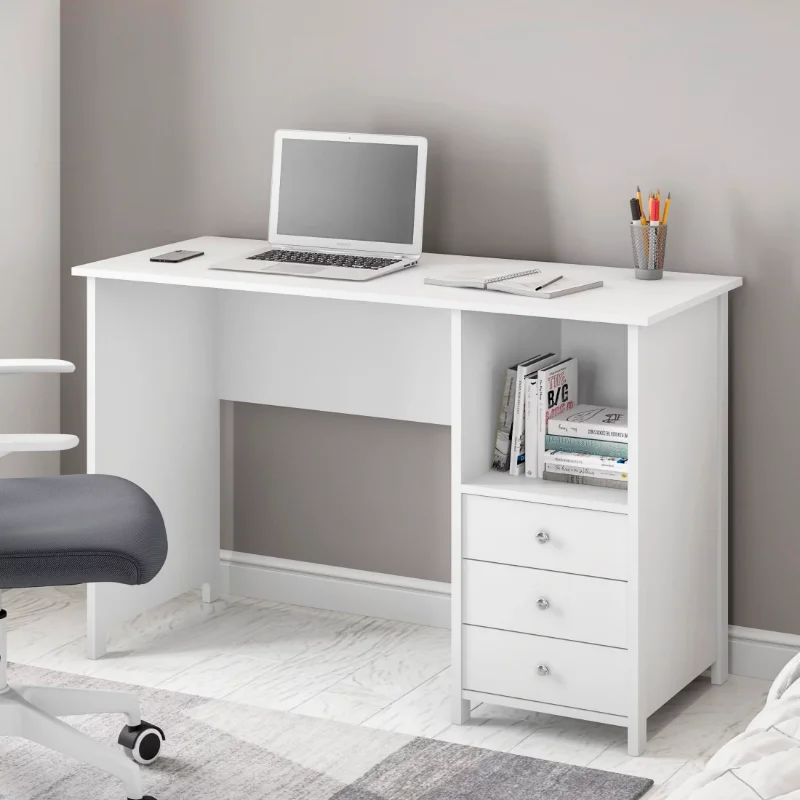 

Techni Mobili Contemporary Desk with 3 Storage Drawers, White