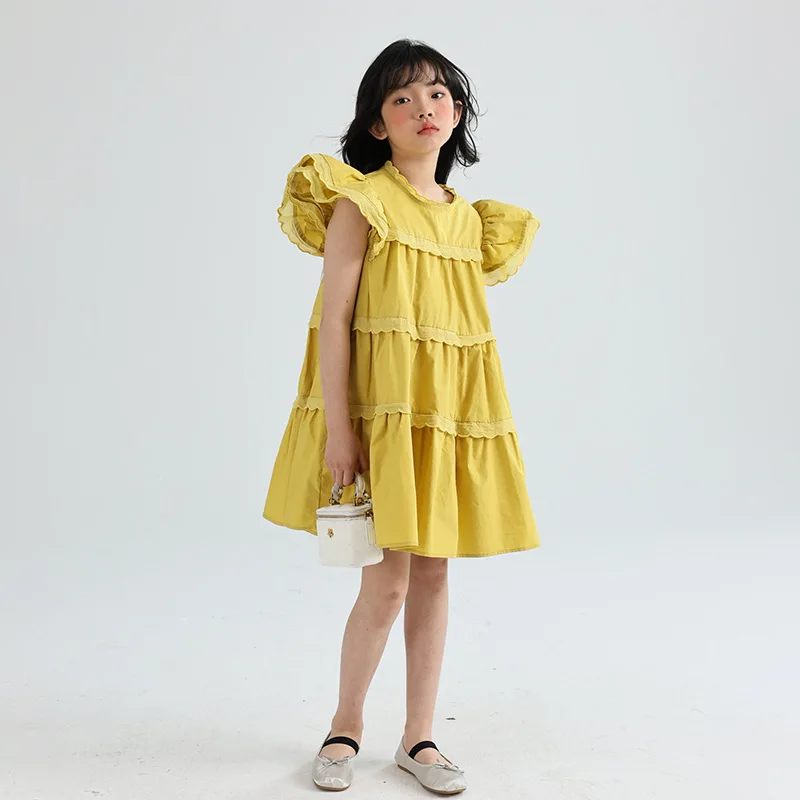 

Dress for Girls Sweet Ruffle Sleeveless Birthday Princess Dresses Summer Kids Clothes 13 14 15 Years Children Boutique Clothing