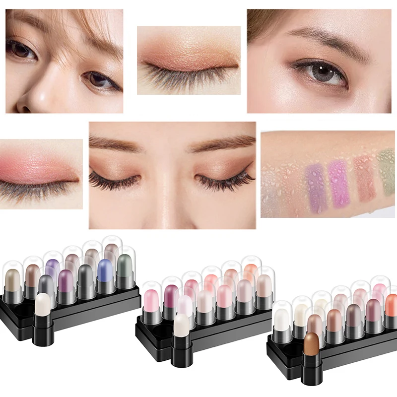 Set Waterproof Long Lasting Glitter Shimmer Eye Shadow Pen Highlighter Stick Eyes Makeup Tools