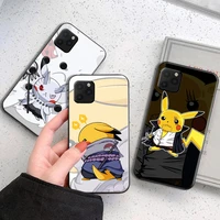 cartoon pikachu phone case for funda iphone 13 11 pro max 12 mini x xr xs max se 2020 coque silicone cover celular back black