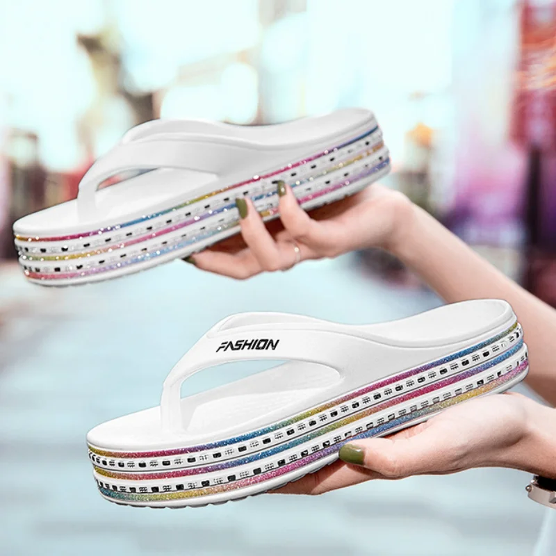 Fashion Women Flip Flops 2023 New Thick Summer Slippers Soft Sole EVA Beach Slippers Women Summer Sandals Flat Home Flip Flops