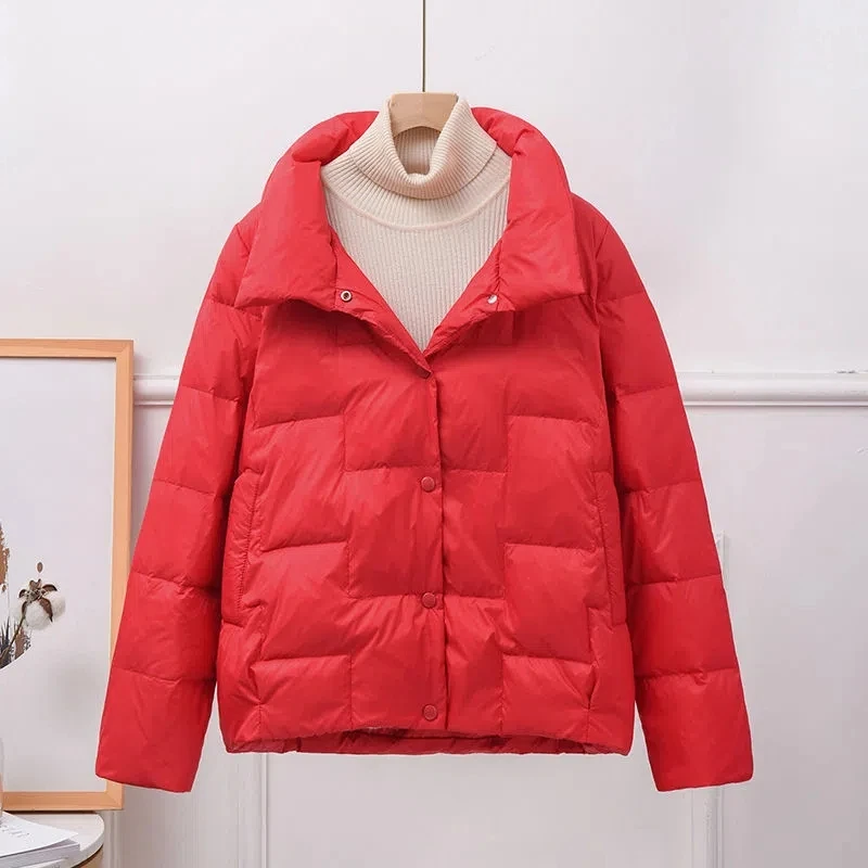 Parkas Women 2022 Autumn Winter New Stand-up Collar Light Loose All-match Down Jacket Female Casual Short White Duck Down Coat