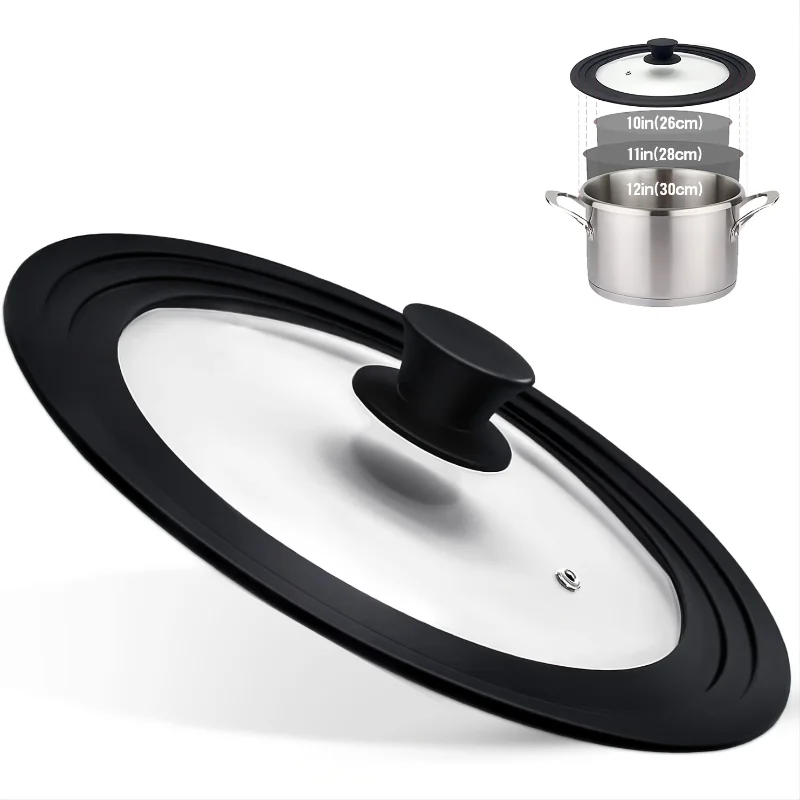 

[Flash Deal]1pc Universal Lid for Pots, Pans and Skillets - Tempered Glass with Heat Resistant Silicone Rim