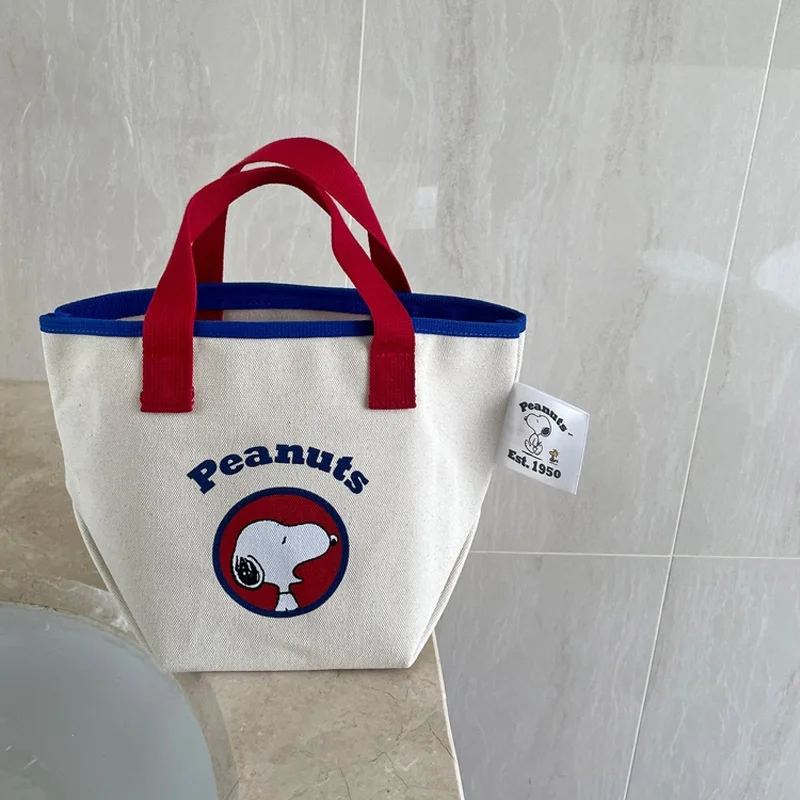 

Kawaii Snoopyed Canvas Bag Female Ins One Shoulder Large Capacity Cute Cartoon Handbag Shopping Bag Gift Toys for Girls Boy