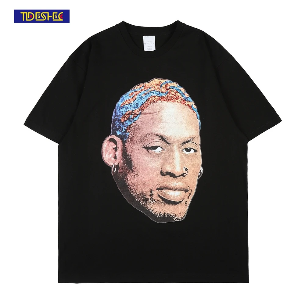 2022 Men Hip Hop Streetwear T-Shirt Dennis Rodman Graphic Printed T Shirt Harajuku Cotton Casual Tshirt Summer Short Sleeve