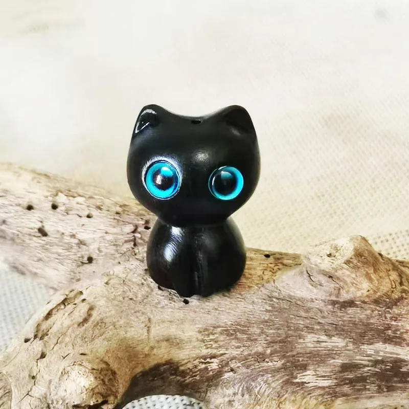 Миниатюрная резьба по дереву, милый желтый глаз, кошачий орнамент, книжный уголок, украшение для рабочего стола, креативные аксессуары для подвесок «сделай сам», забавные подарки