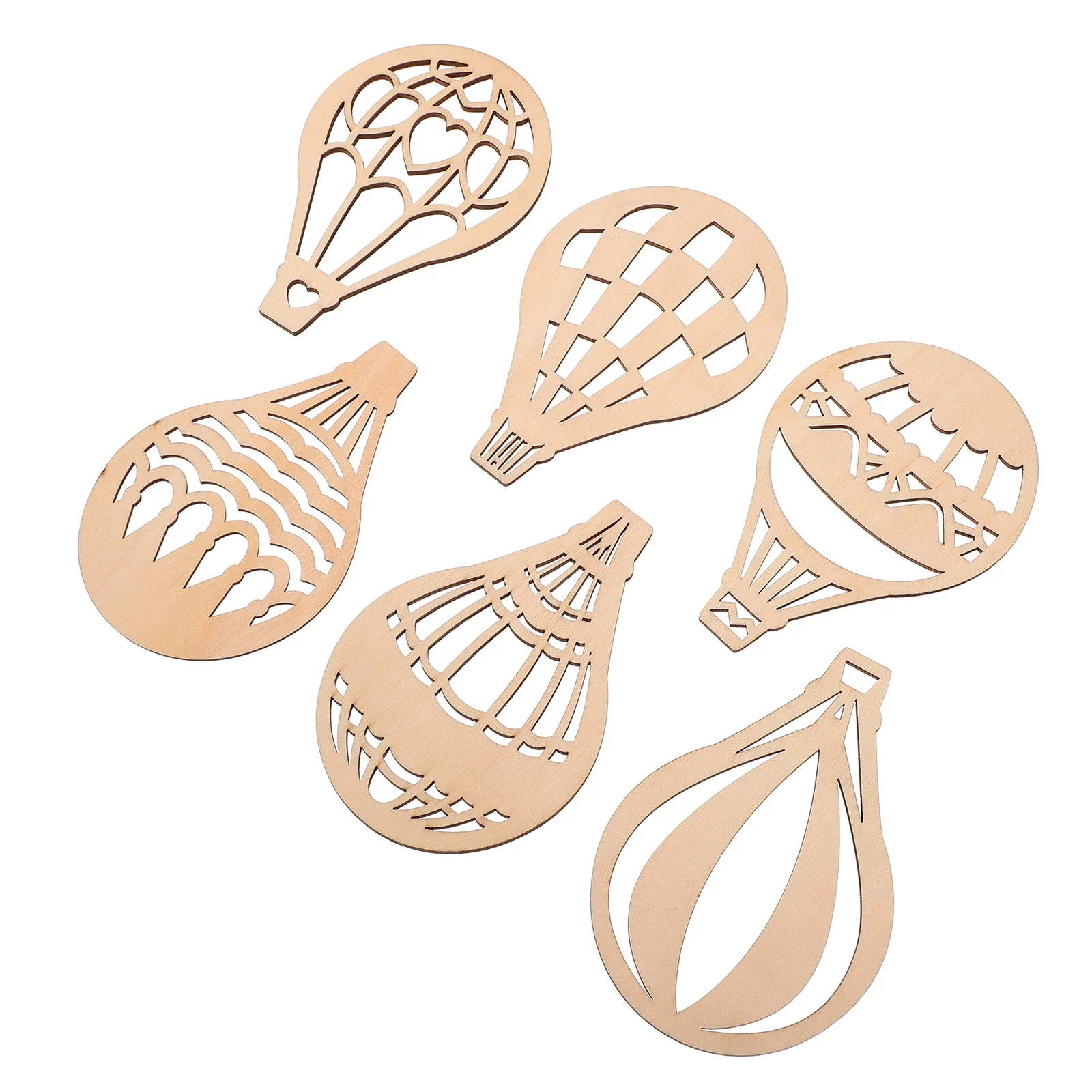 

Wooden Pendant Graffiti Chips Hot Air Balloon Design Slices Kids Hand-painted Craft Toys DIY Decoration