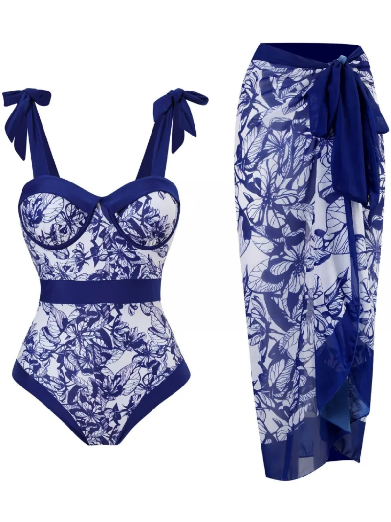 Two Piece Sets Beach Swimsuit Cover-up 2023 Summer Women Clothes Tops Bodysuits And Skirt Fitness Skinny Outfit 2 Piece Suit