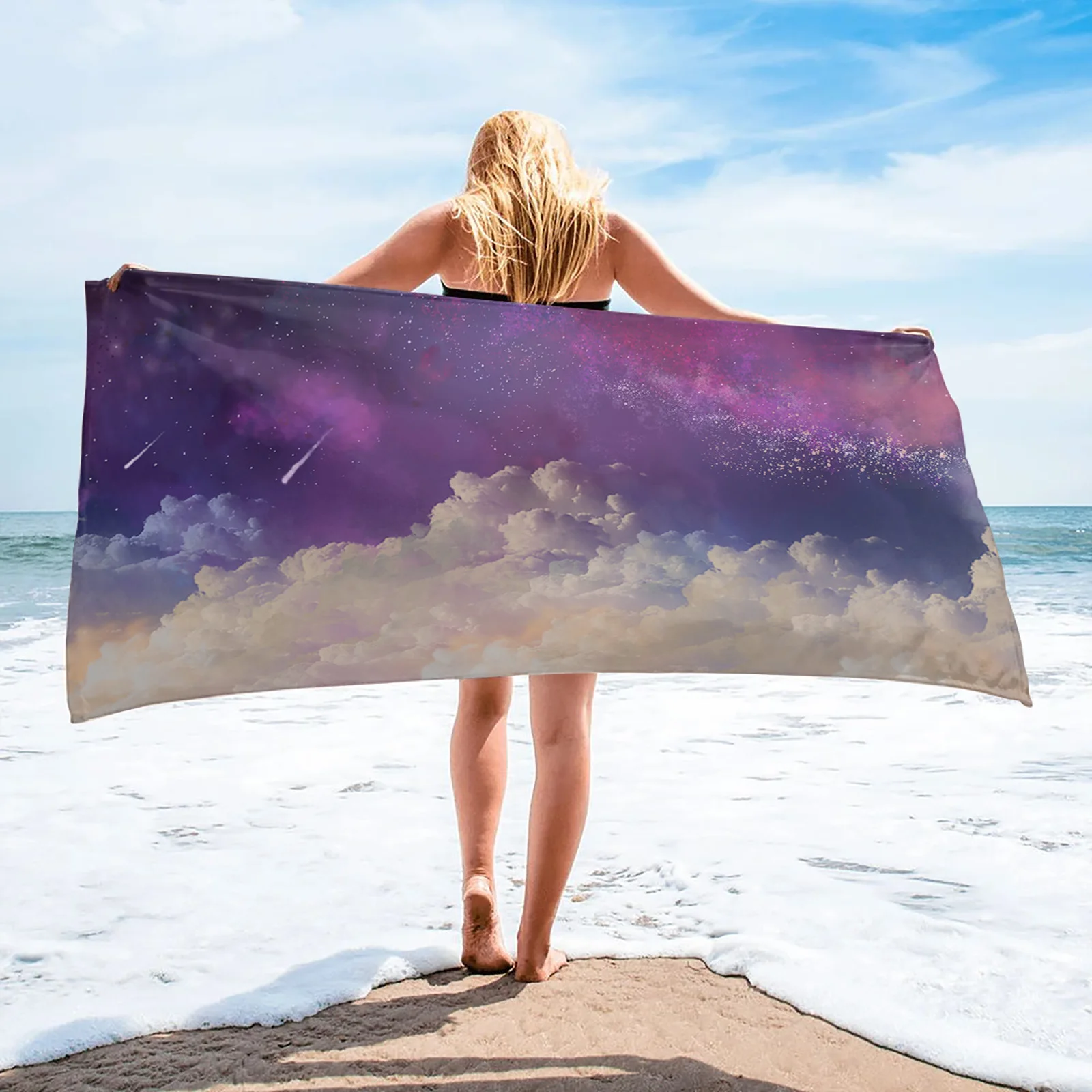 

Полотенце из микрофибры для взрослых, спортивное банное полотенце с изображением неба, облаков, ночного неба, для отдыха на открытом воздух...