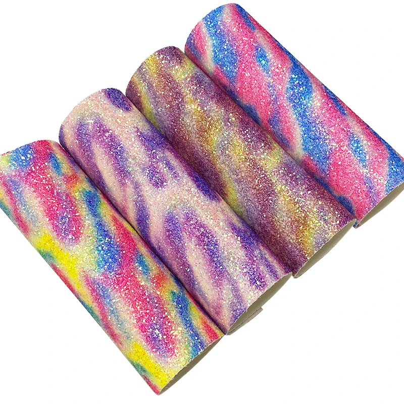 

Pastel Rainbow Colors Colorful Chunky Glitter Faux Leather Fabric Sheet for DIY Accessories/Crafts/Shoes
