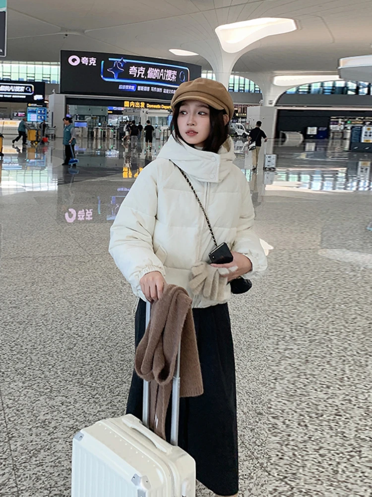 Женская уличная вельветовая куртка-пуховик осенне-зимняя короткая хлопковая