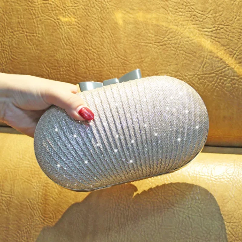 Fine new goose egg clutch bag cocktail dress dinner bag pleated bag party bag one shoulder bag cross-slung lady bag