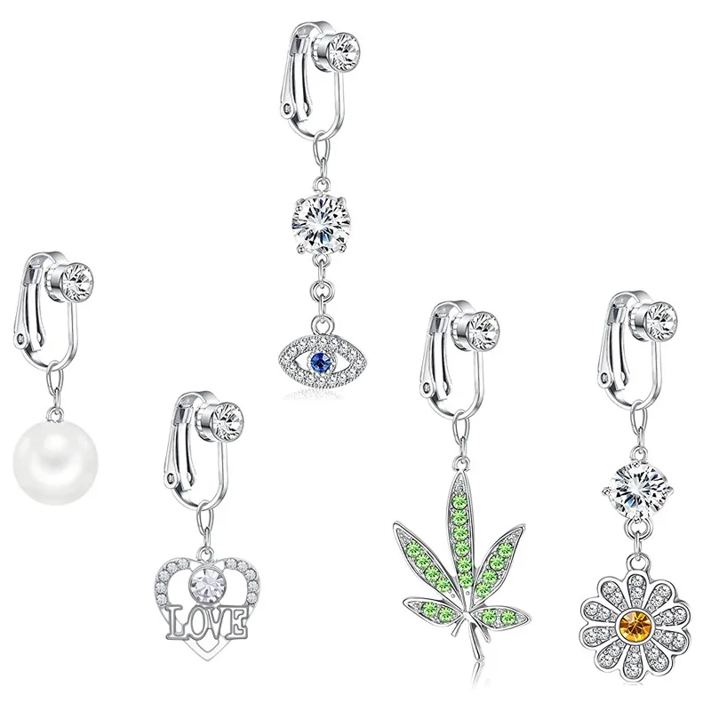 

Faux Fake Belly Butterfly Fake Belly Piercing Heart Clip On Umbilical Navel Fake Pircing Butterfly Leaves Cartilage Earring Clip