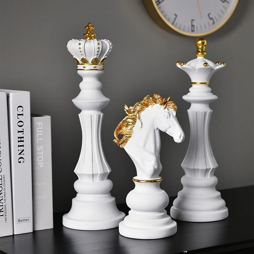 

Chess Statue for Home Decor Resin Sculpture International Chess Ornaments Figurines for Interior Chessmen Decoration Accessories