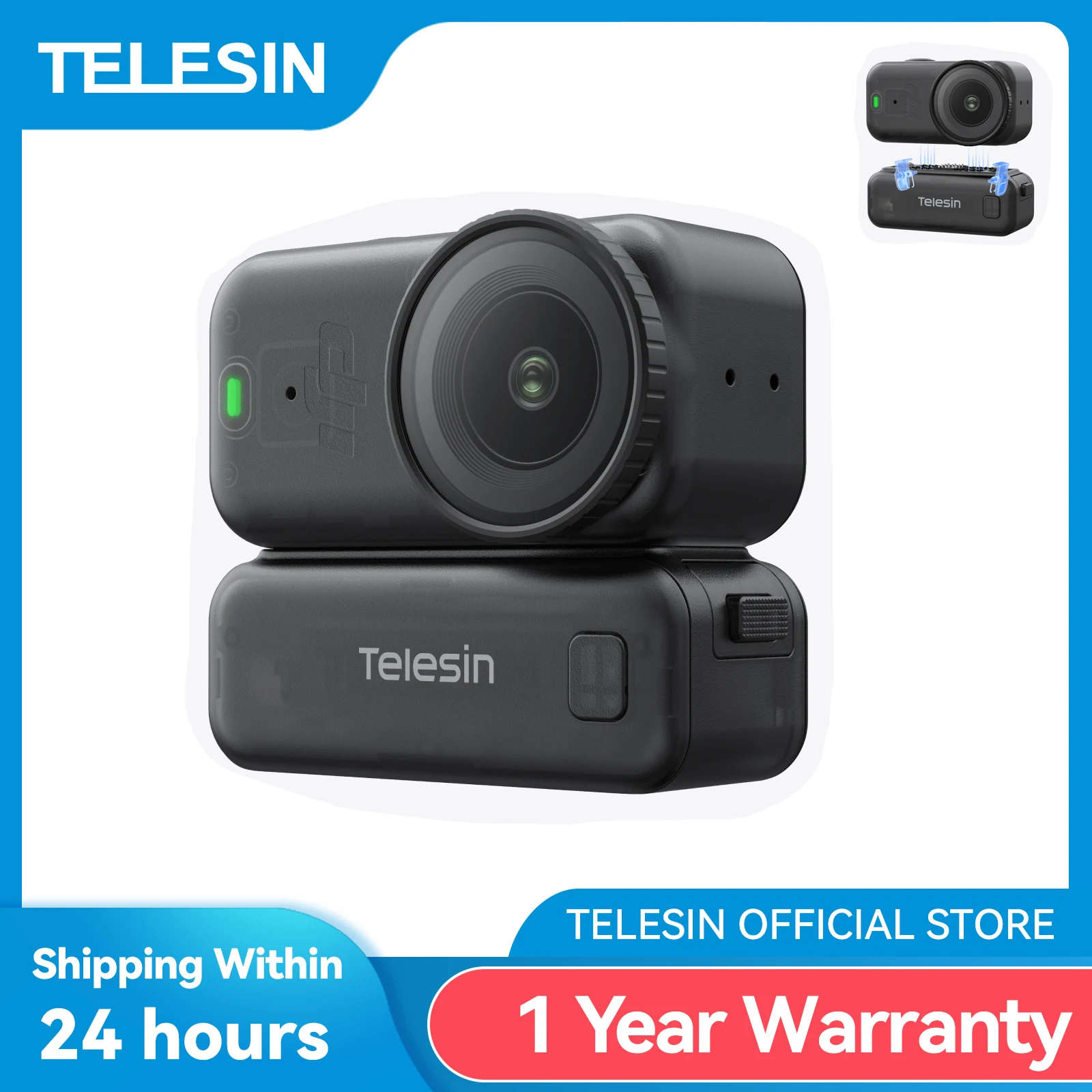 Фото Зарядная база TELESIN на 500 мАч для DJI Osmo Nano с магнитным быстросъемным адаптером для аксессуаров Osmo Nano. №1