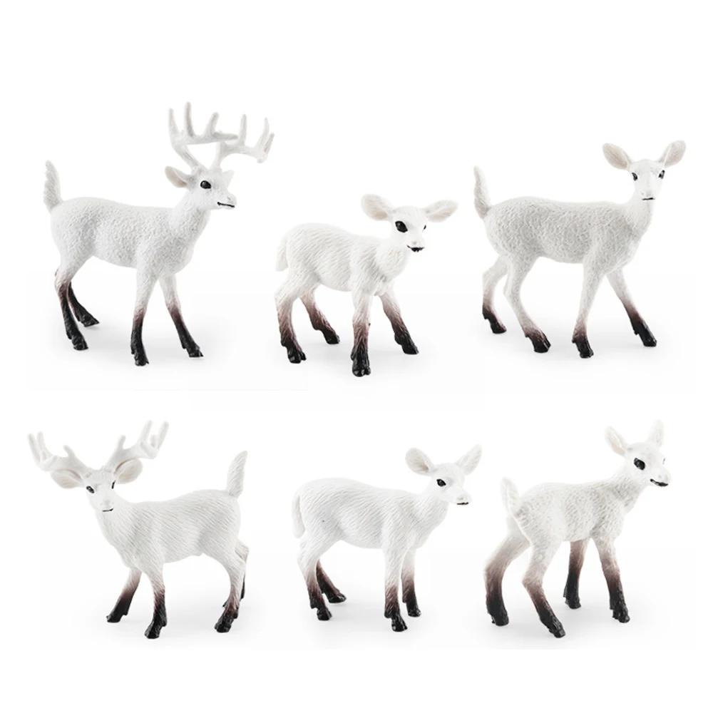 

Модель белого оленя для рождественских украшений, реалистичные милые детские фигурки героев, фигурки снежного поля, игрушки, подарки