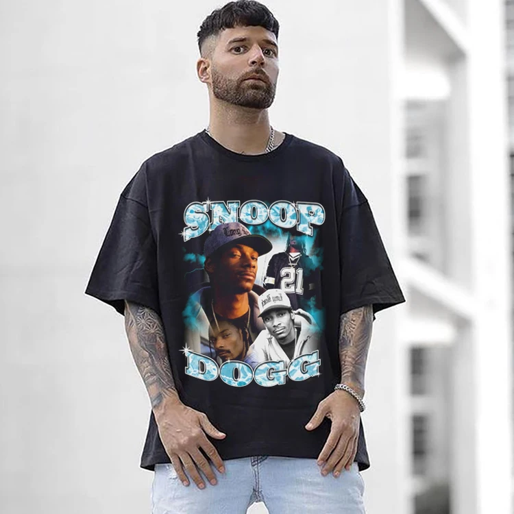 Rapper Snoop Dogg Tupac Graphic T-Shirt Ice Cube J Cole World Hip Hop Quality Cotton Short Sleeve T Shirts Men Oversized Tops