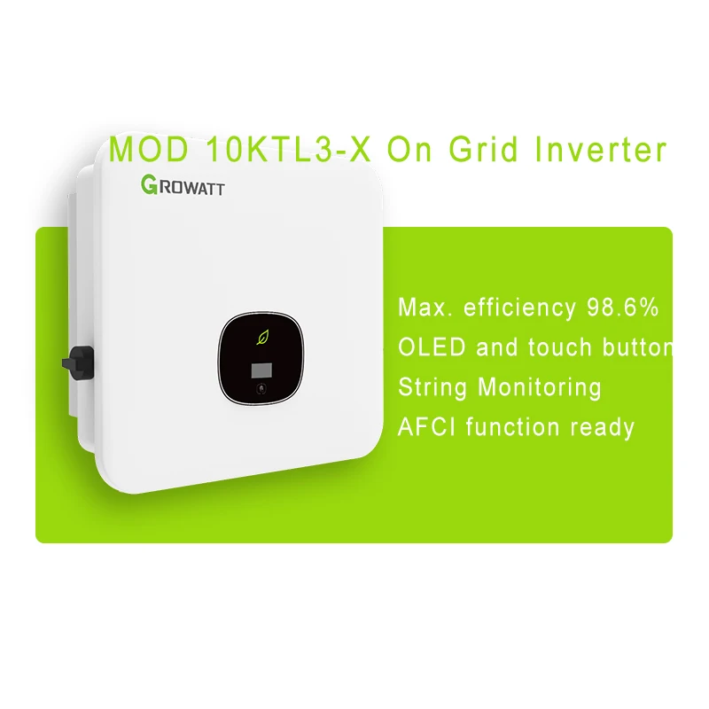

Growatt MOD 10KTL3-X 3-фазный домашний солнечный инвертор 10 кВт на сетчатом инверторе
