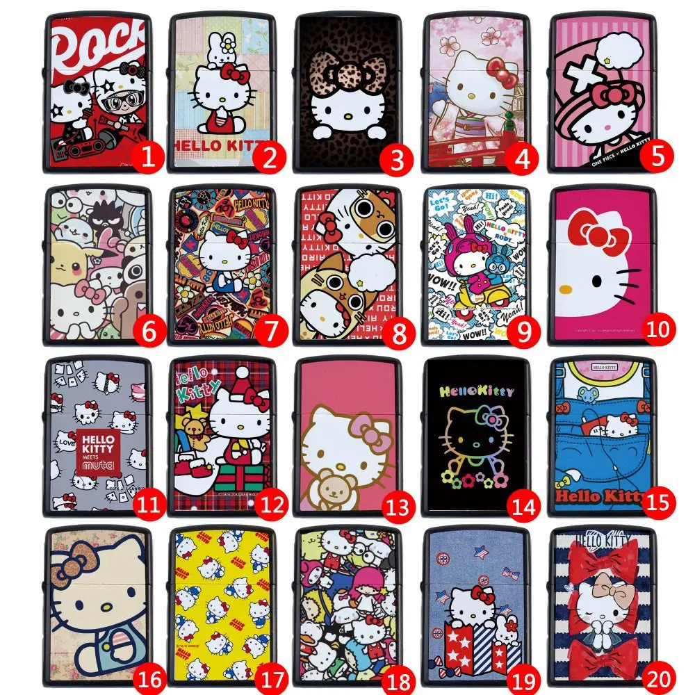 

Cartoon Kittys Kerosene Lighter Kawaii Anime Cat Metal Shell Lighters Creative Cool Windproof Cigarette Lighter Men Holiday Gift