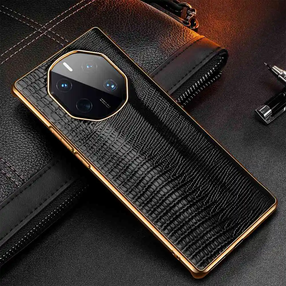 

Genuine Leather Cases For Huawei Mate 40 30 P40 Pro Plus Case Electroplate Coque For Mate 50 40 Rs Cover Real Leather Fundas