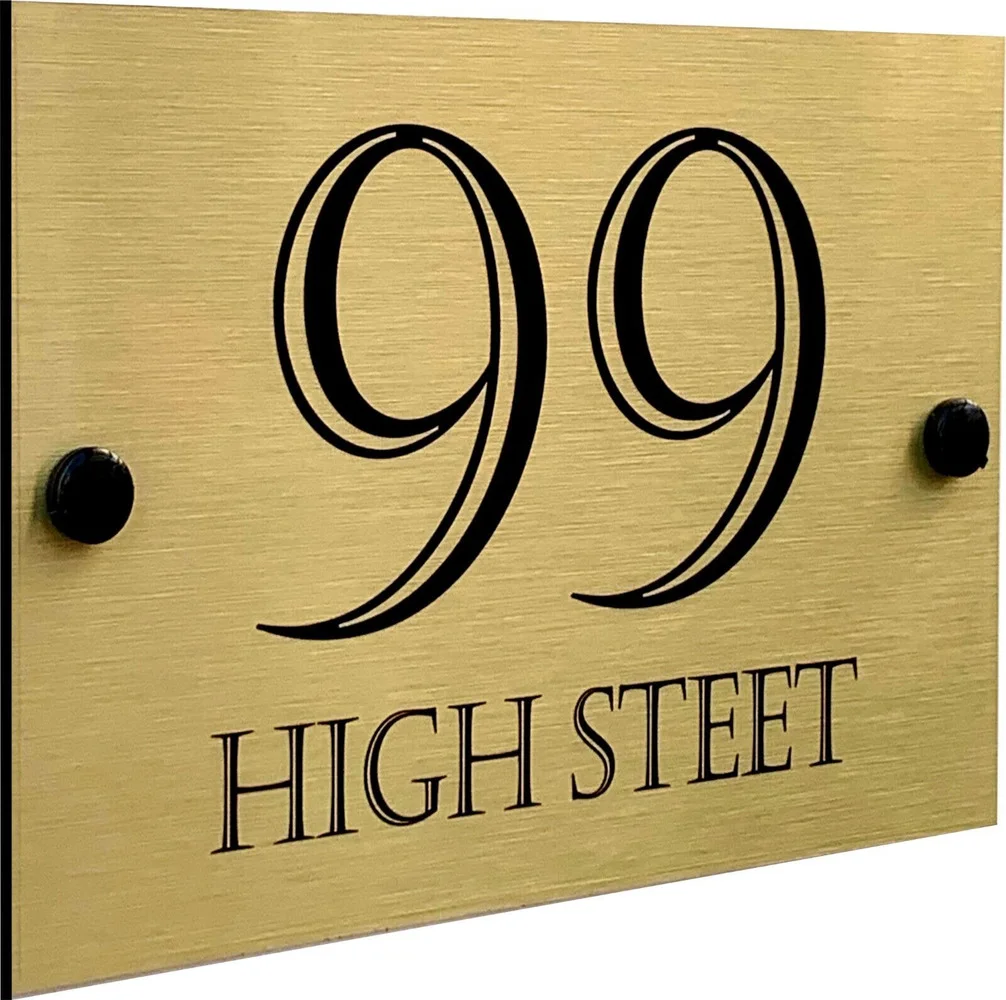 

Customized Personalised Modern Door Wall Plaque House Number Sign Plate Gold