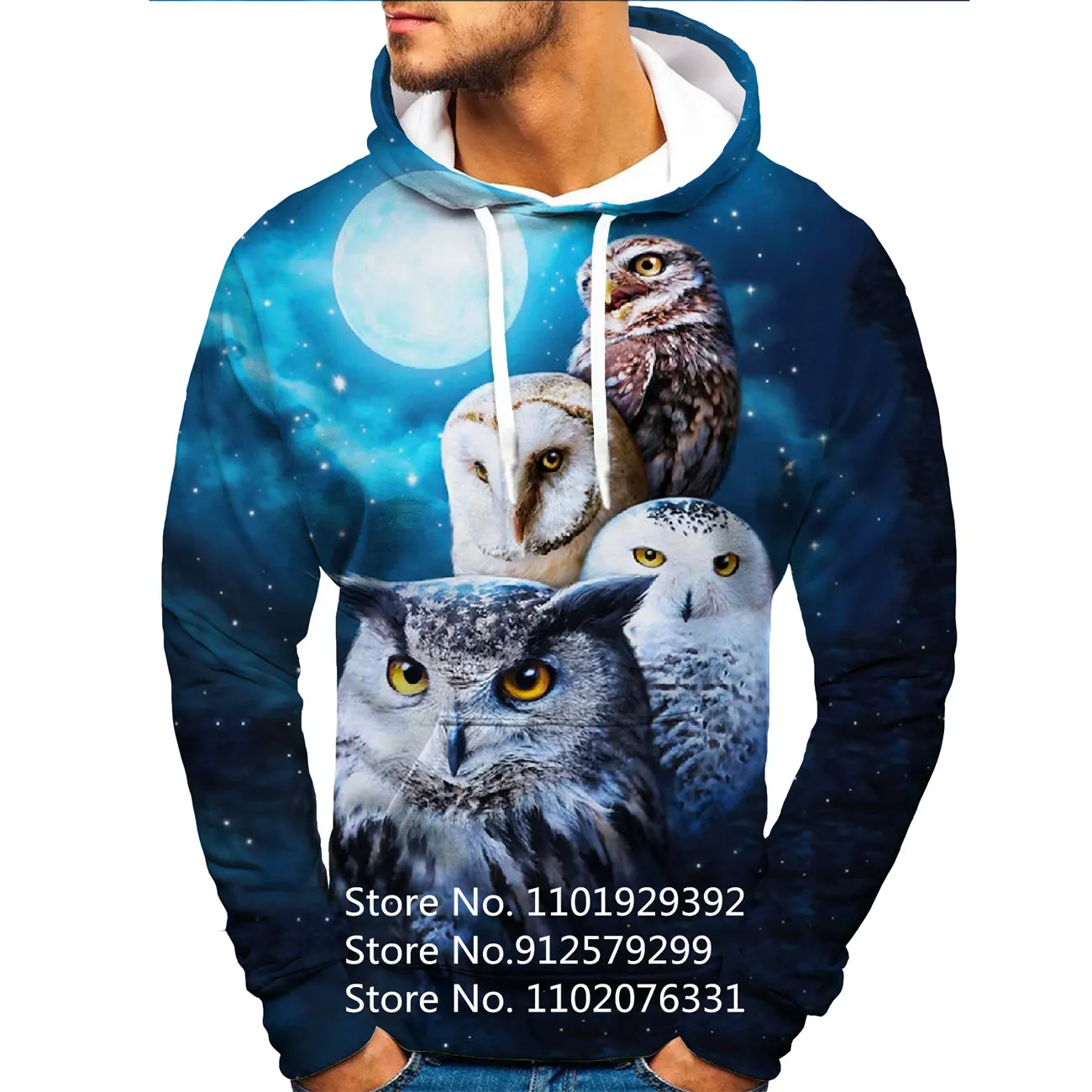 

2023 Cool Fashion Animal Owl Hoodie 3D All Over Printed Mens Sweatshirt Unisex Bird Pullover Casual Jacket