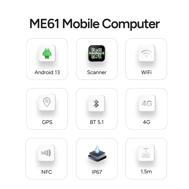 MEFERI ME61 6-футовый промышленный 2D-считыватель кодов КПК Android 13 Сборщик данных AER КПК Сканер штрих-кода Прочный портативный КПК с GPS NFC (art.: 3920cd26bf9ec) - 3920cd26bf9ec