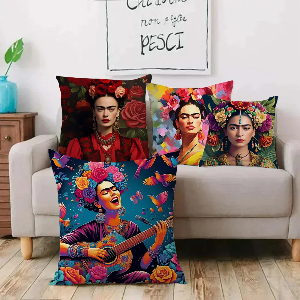 Pillow Covers Cartoon F-Frida Sofa Decorative Home Double-sided Printing Short Plush Cute Cushion Cover