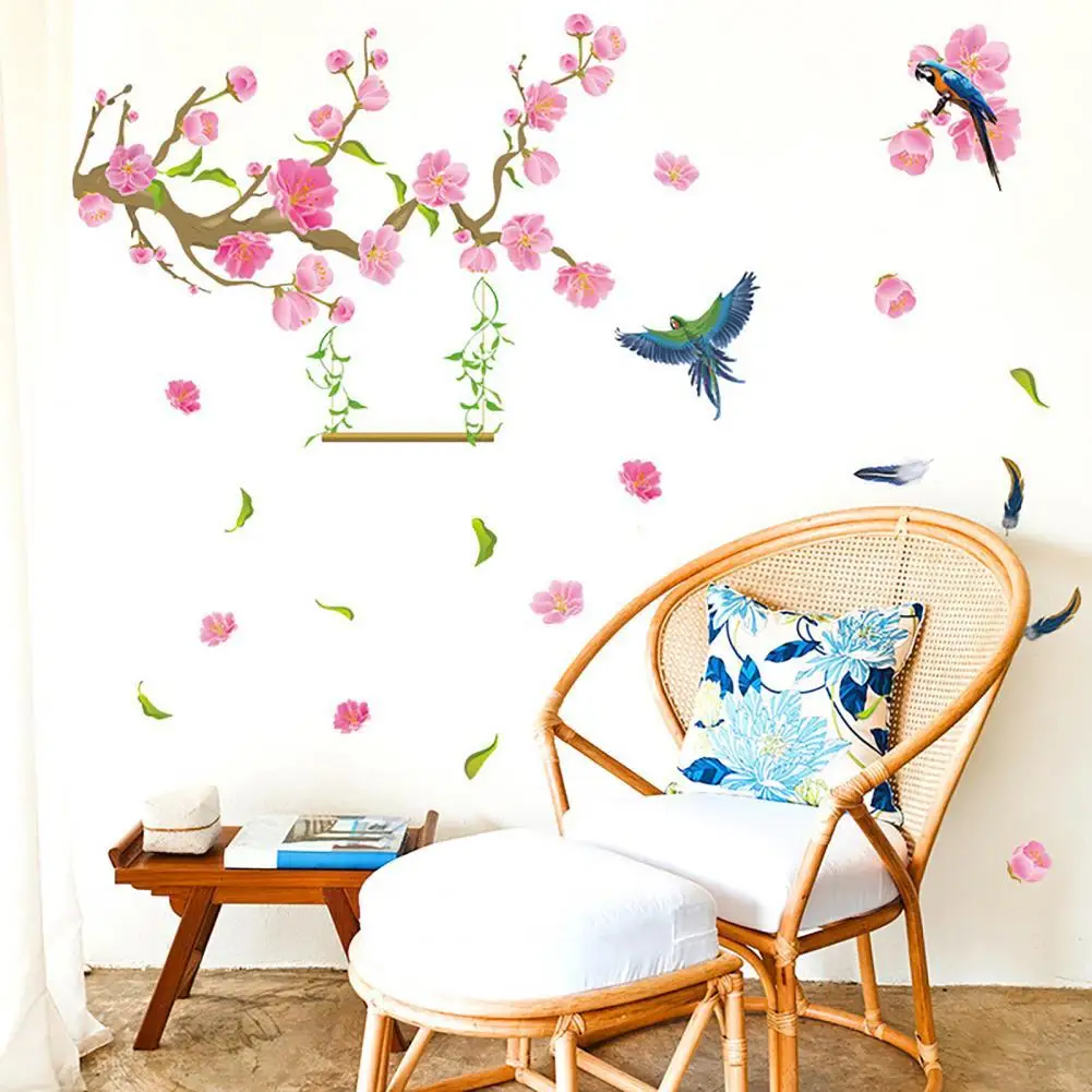 

Wall Sticker Decorative Waterproof Self-adhesive Peach Blossom Living Room Background Wall Sticker for Bedroom