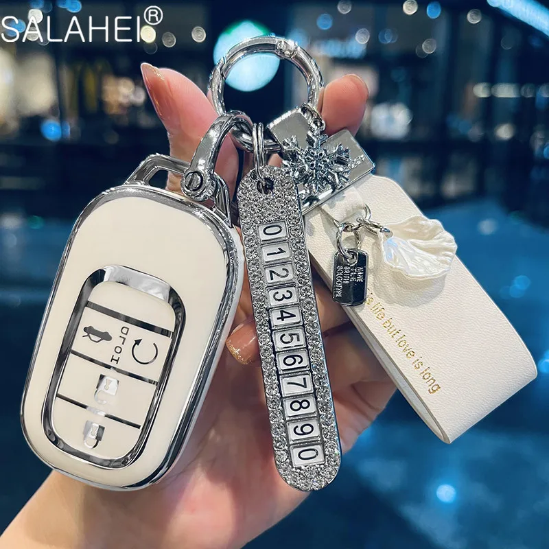 

Мягкий чехол для автомобильного ключа из ТПУ, чехол для ключа с табличкой с номером для Honda 2016 2017 2018 Pilot Accord Civic CRV, аксессуары с полным покрыти...